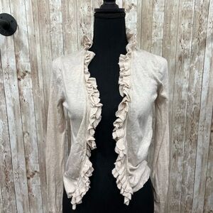 Moda International Cream‎ Ruffled Cardigan